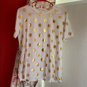 Lucy & lyla gold polka dot top size xl